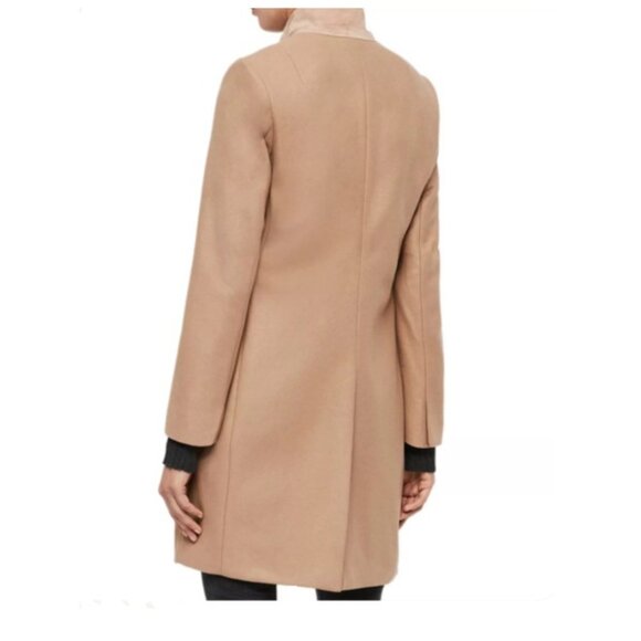 AllSaints Leni Camel Coat – Wool Cashmere, Goat Suede Collar, New, Size 8 - Picture 2 of 12